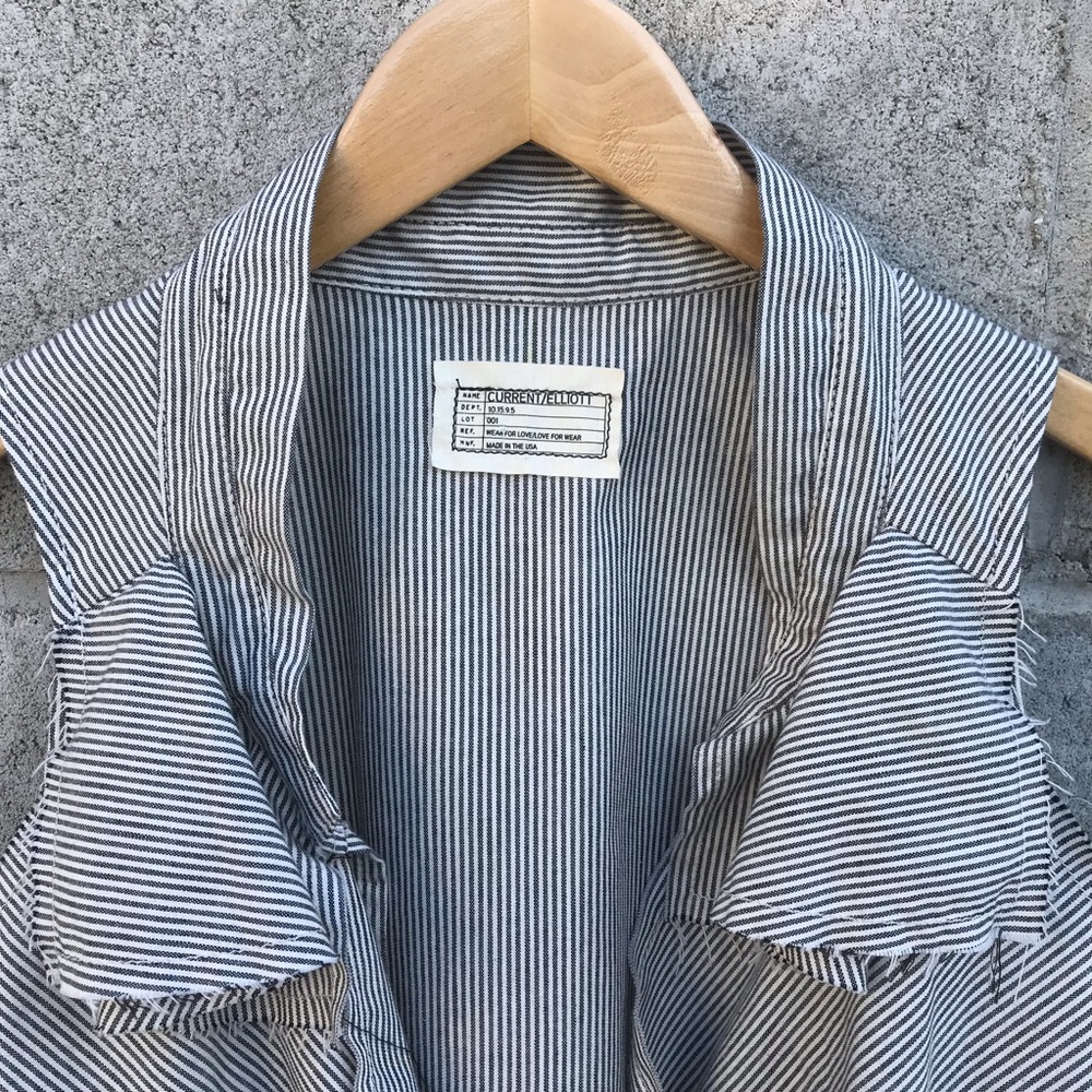 Current/Elliott Striped Vest w/ Ruffles - Picture 2 of 8